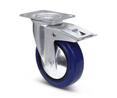 Elastisch rubber zwenkwiel met rem 125 mm - 220 kg