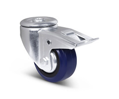 Elastisch rubber zwenkwiel met rem 80 mm - 110 kg