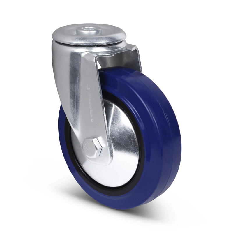 Blauw rubber zwenkwiel 125 mm - 220 kg