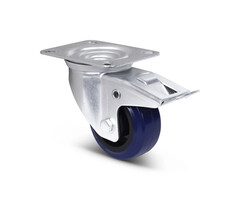 Elastisch rubber zwenkwiel met rem 80 mm - 110 kg