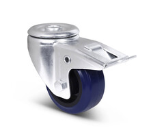 Elastisch rubber zwenkwiel met rem 80 mm - 110 kg
