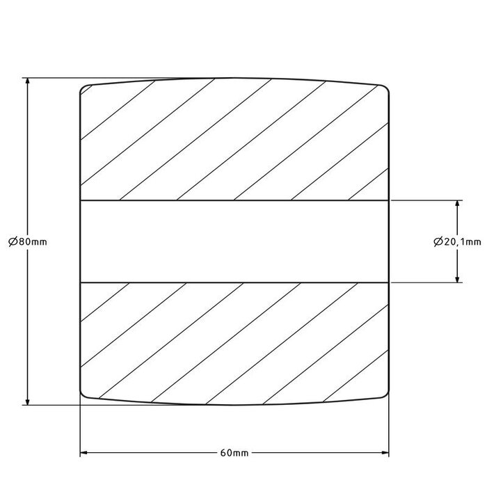 Gietnylon wiel 80 mm - glijlager - 1000 kg
