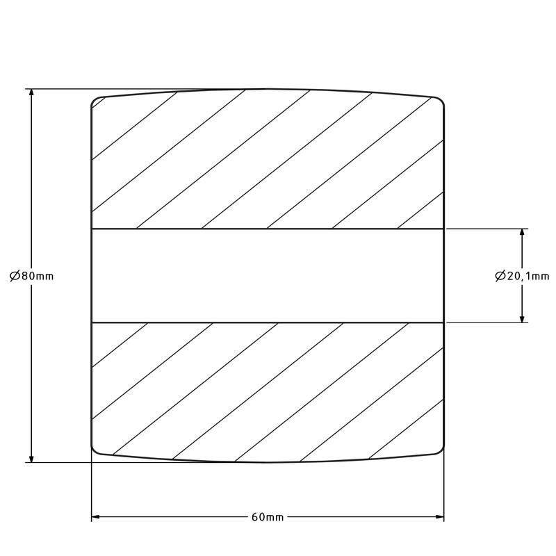 Gietnylon wiel 80 mm - glijlager - 1000 kg
