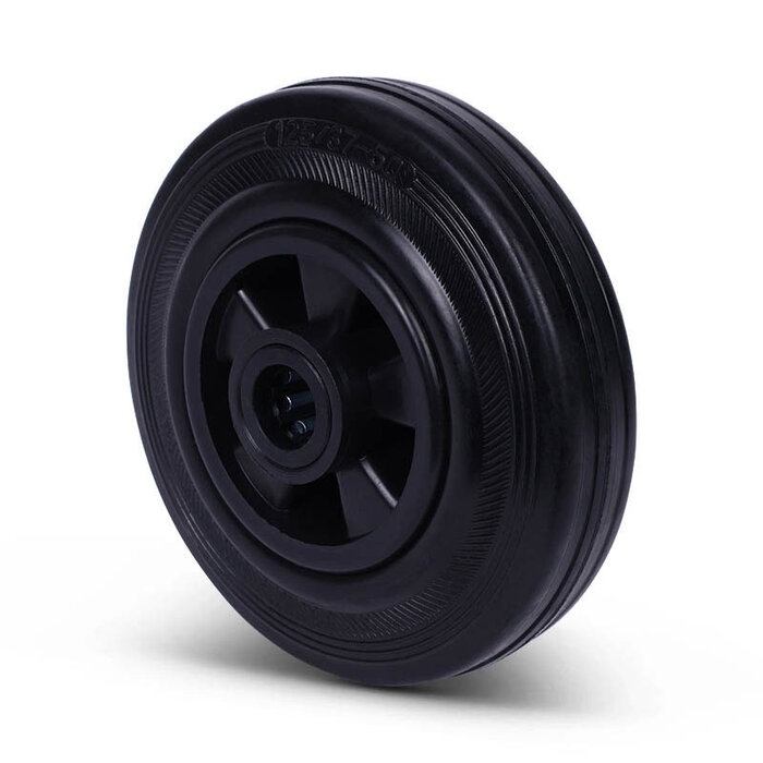 Rubber wiel 100 mm - rollager asgat 12 mm - 70 kg