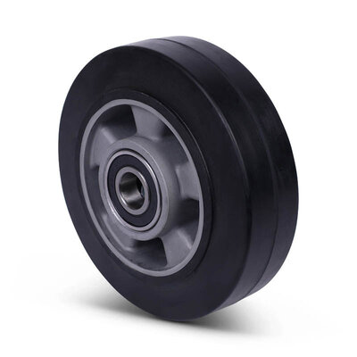 Rubber wiel 160 mm - kogellager asgat 20 mm - 350 kg