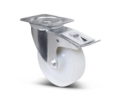 Nylon zwenkwiel met rem 160 mm - 300 kg
