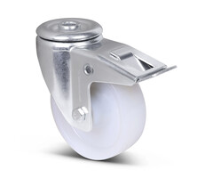 Nylon zwenkwiel met rem 100 mm - 200 kg