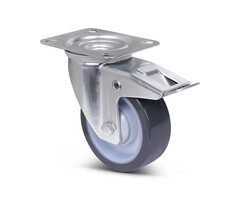PU zwenkwiel met rem 100 mm - 150 kg