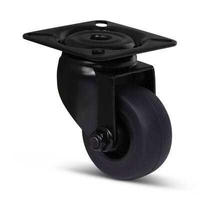 Zwart zwenkwiel 50 mm - plaat - 50 kg