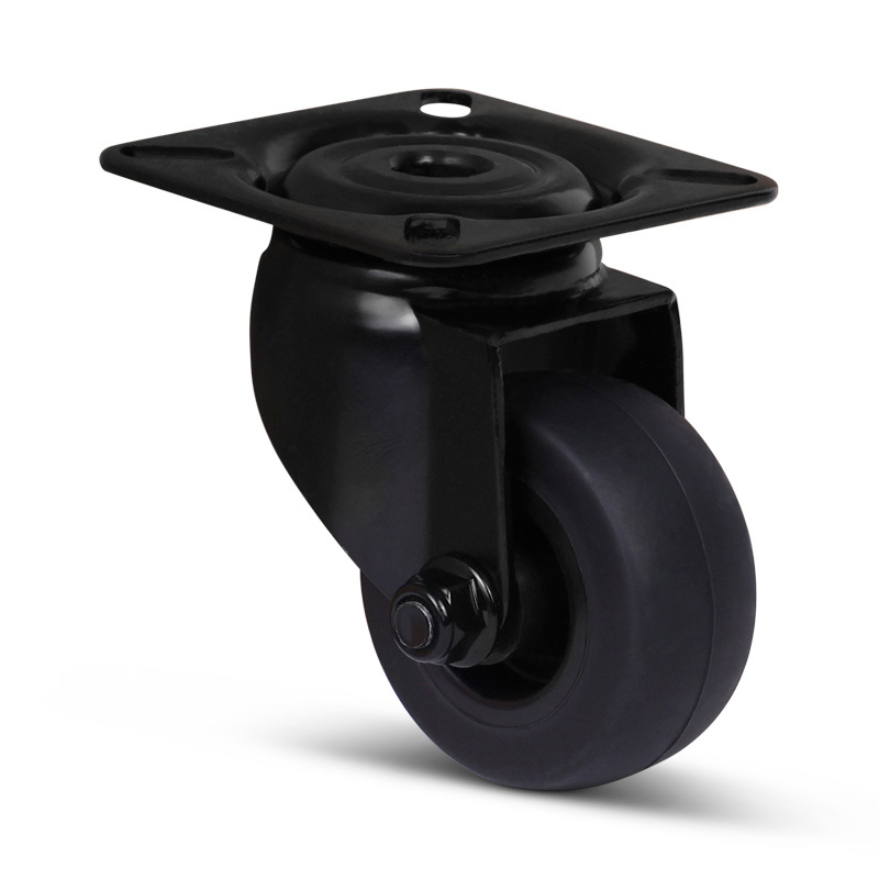 Zwart zwenkwiel 50 mm - plaat - 50 kg