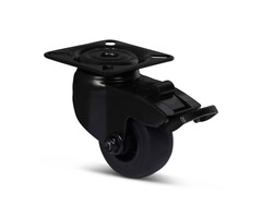 Zwart zwenkwiel met rem 50 mm - 50 kg