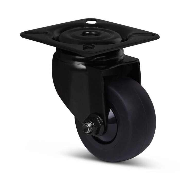 Zwart zwenkwiel 50 mm - kogellager - plaat - 50 kg