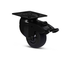 Zwart zwenkwiel met rem 50 mm - kogellager - 50 kg