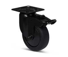 Zwart zwenkwiel met rem 75 mm - kogellager - 75 kg