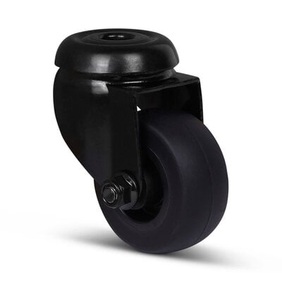 Zwart zwenkwiel 50 mm - boutgat - 50 kg