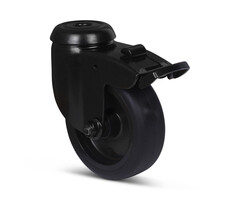 Zwart zwenkwiel met rem 75 mm - 75 kg