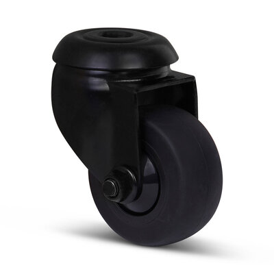 Zwart zwenkwiel 50 mm - kogellager - boutgat - 50 kg