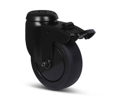 Zwart zwenkwiel met rem 75 mm - kogellager - 75 kg