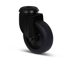 Zwart zwenkwiel 75 mm - boutgat - 75 kg