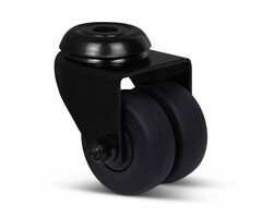 Dubbel zwart zwenkwiel 50 mm - 80 kg