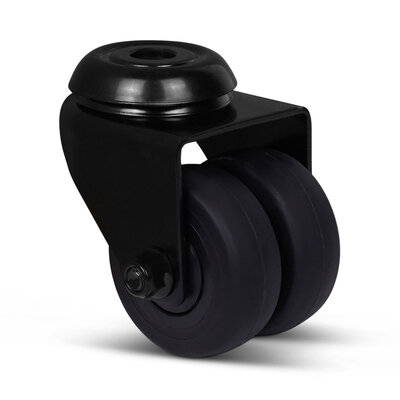 Dubbel zwart zwenkwiel 50 mm - boutgat - 80 kg