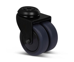 Dubbel zwart zwenkwiel 75 mm - 120 kg