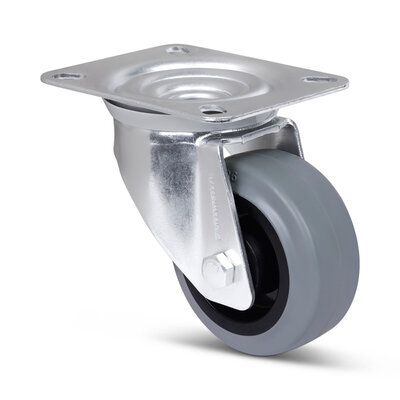 Rubber zwenkwiel 80 mm - rollager - 110 kg