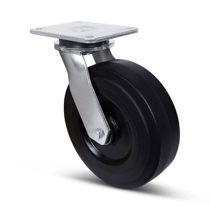 Zwaarlast elastisch rubber zwenkwiel 250 mm - 1000 kg