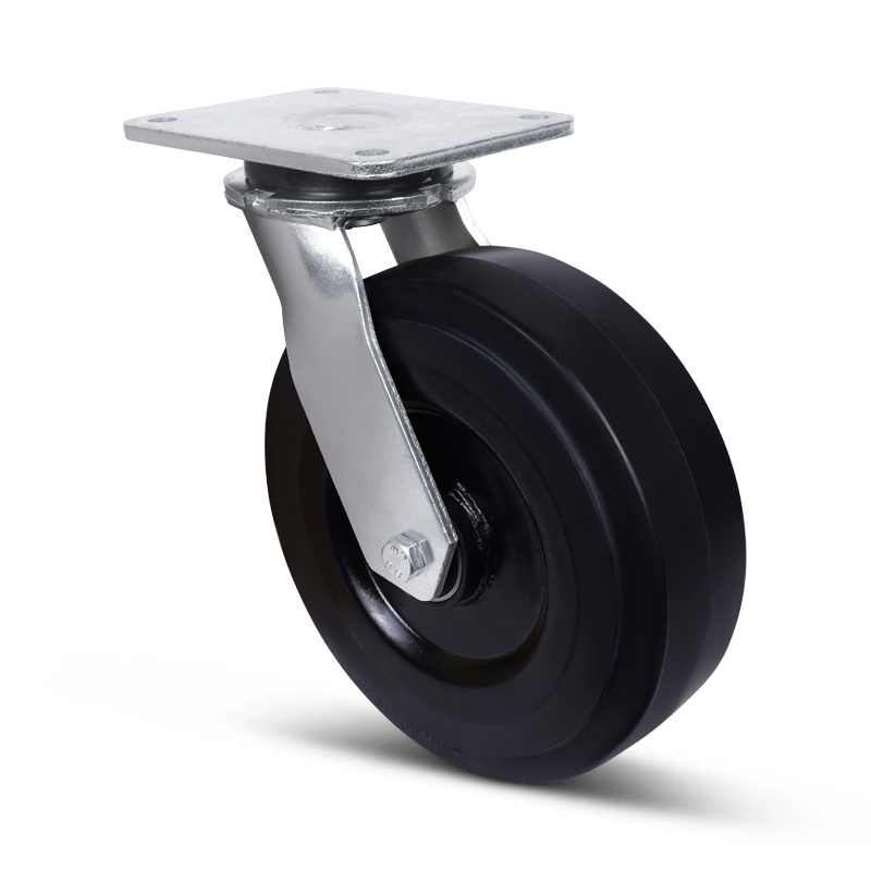 Zwaarlast elastisch rubber zwenkwiel 250 mm - 1000 kg