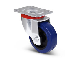 Versterkt blauw rubber zwenkwiel 100 mm  - 180 kg
