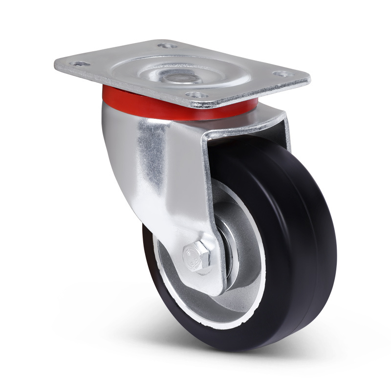 Rubber zwenkwiel 100 mm - kogellager - 180 kg