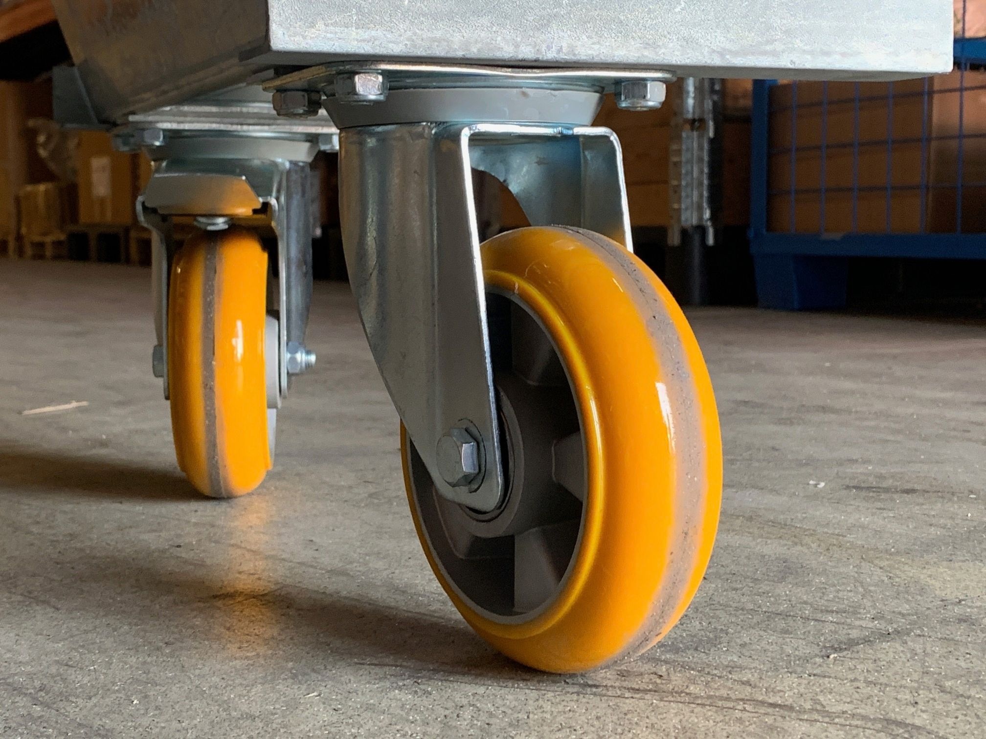 Transportwagen met belasting verdeeld over zwaarlastwielen