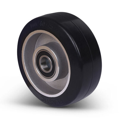 Rubber wiel 125 mm - kogellager asgat 20 mm - 250 kg