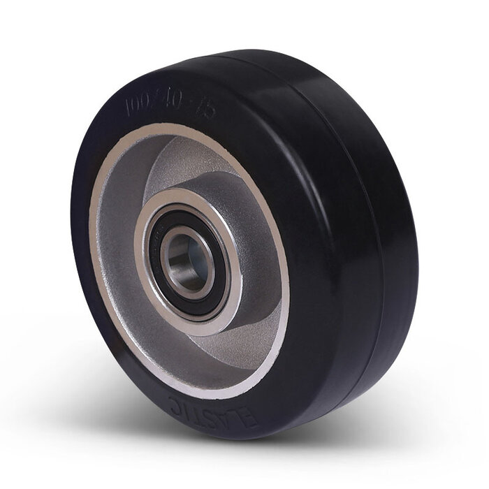 Rubber wiel 125 mm - kogellager asgat 20 mm - 250 kg