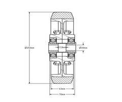 PU wiel 250 mm - 2000 kg