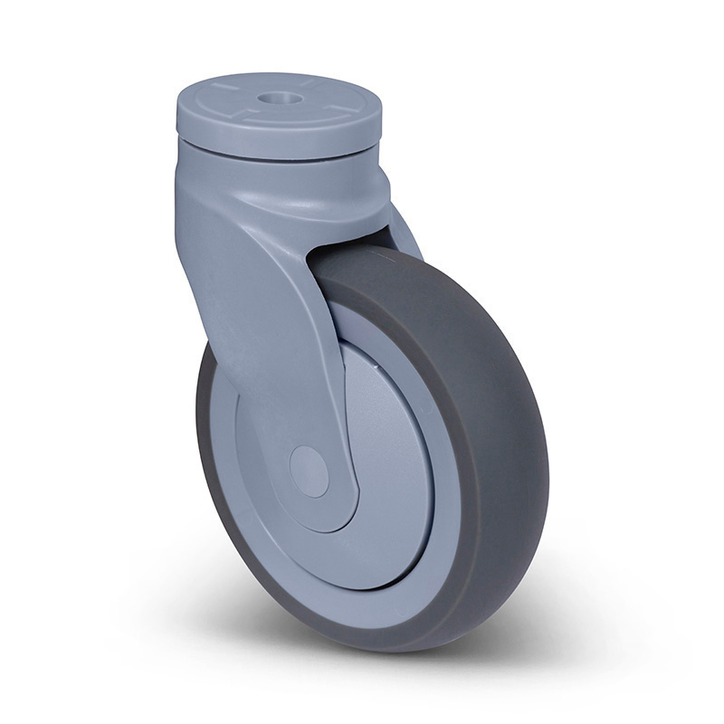 Rubber zwenkwiel 125 mm - boutgat - 100 kg