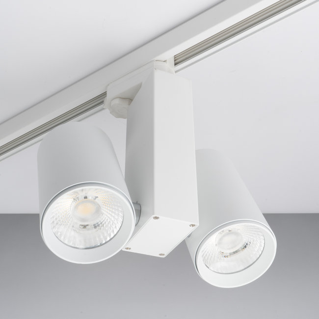 PURPL Dubbele LED Spot voor 3-fase Rail Verlichting 4-aderig Dual Wit 2x20W Wit