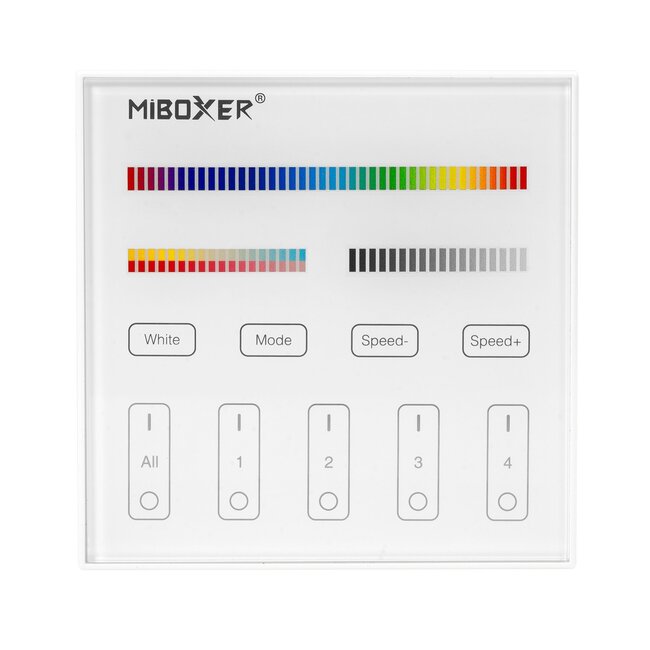 Wandbediening | RGB+CCT | 4-zone | Wit | Batterij