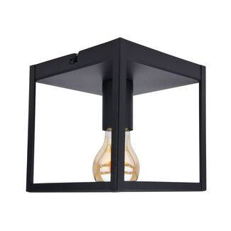 PURPL Plafondlamp vierkant | Zwart | Incl. E27 lamp - 4W - 2400K | Dimbaar | E27 fitting  | Industriële design