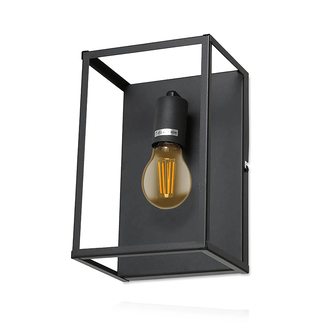 PURPL Wandlamp vierkant | Zwart |  Incl. E27 lamp - 4W - 2400K | Dimbaar | E27 fitting  | Industriële design