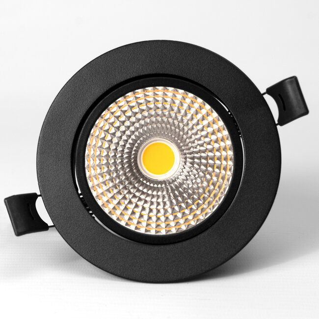 PURPL LED Inbouwspot - 7W - 4000K Helder wit - Ø108mm - Dimbaar - IP40 - Kantelbaar - Rond - Zwart