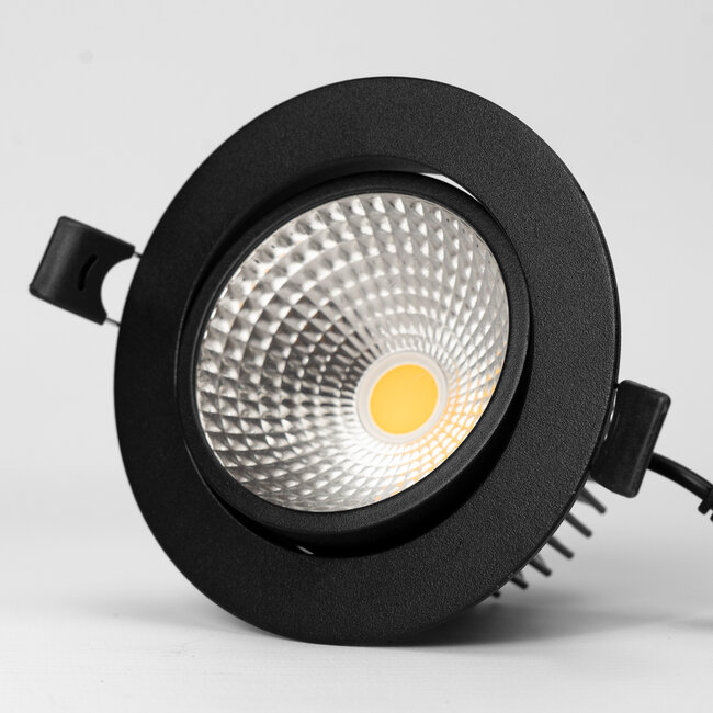 PURPL LED Inbouwspot - 7W - 4000K Helder wit - Ø108mm - Dimbaar - IP40 - Kantelbaar - Rond - Zwart