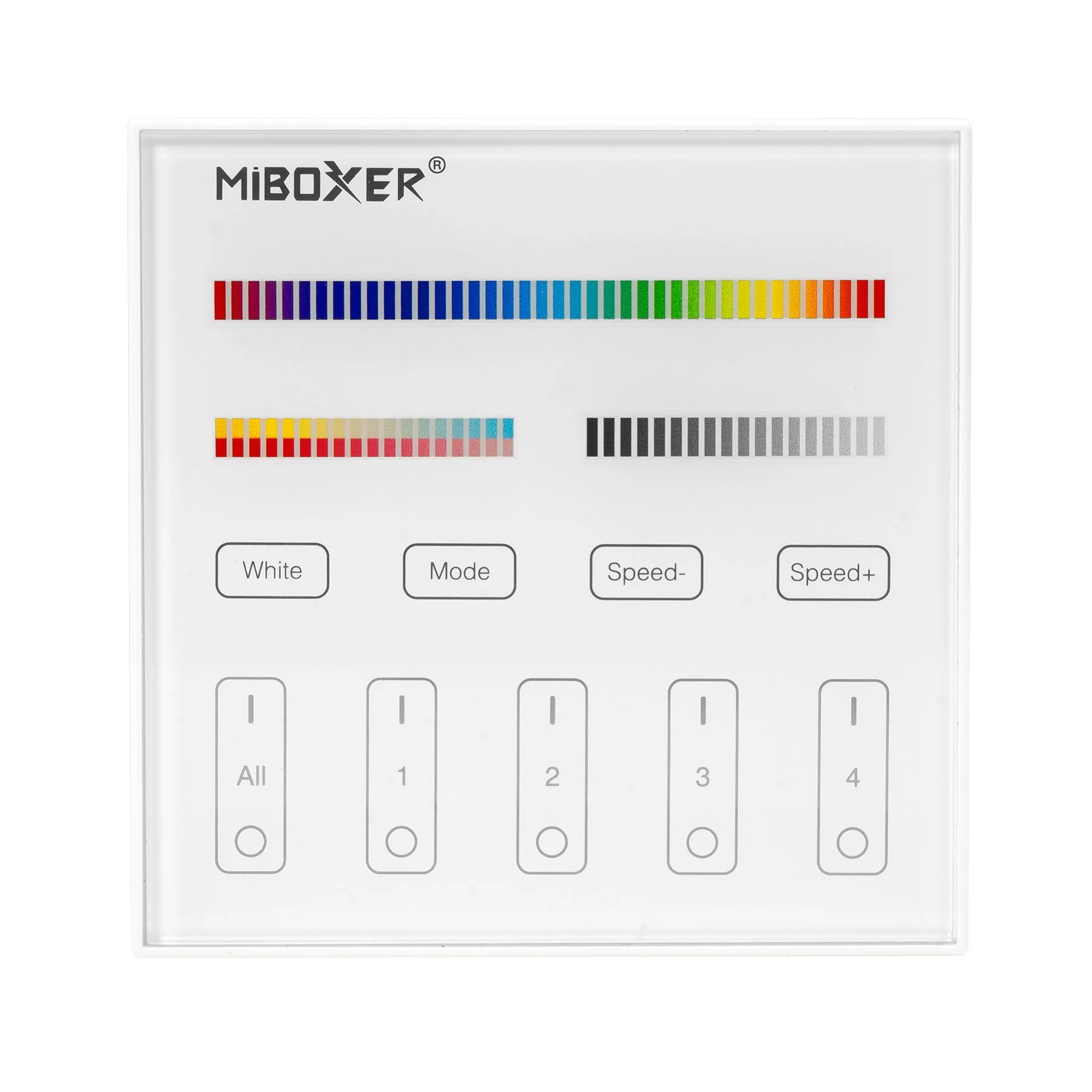 MiBoxer/Mi-Light MiBoxer Wandbediening - B4 - 4-zone - RGB+CCT (2700K-6500K) - Draadloos 2,4 GHz - Wit
