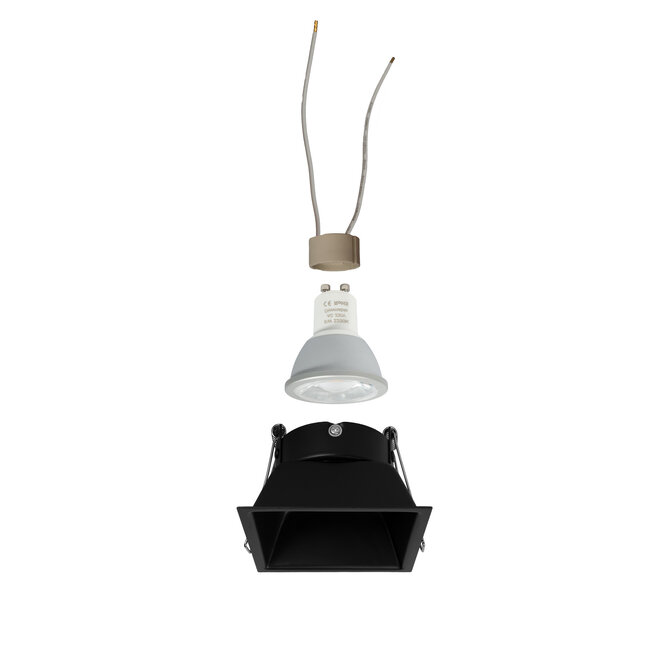PURPL LED GU10 Armatuur 'Brooklyn' Zwart Vierkant Kantelbaar incl. fitting