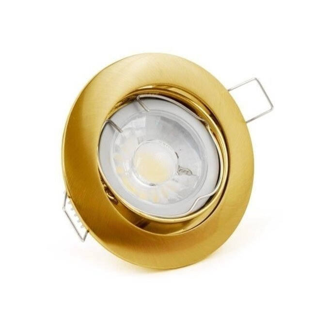 LED GU10 spot inbouw armatuur - Alu - Ø84mm - Goud - Kantelbaar IP20 Rond