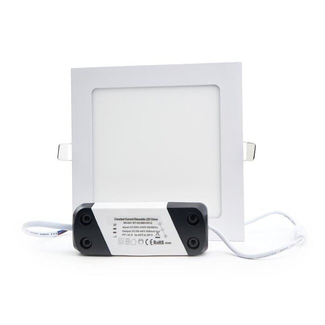 PURPL LED Downlight - 12W - 170x170 mm - 3000K Warm Wit  - IP40 - Inbouw - Vierkant