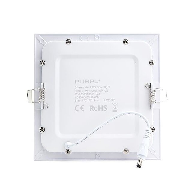 PURPL LED Downlight - 12W - 170x170 mm - 3000K Warm Wit  - IP40 - Inbouw - Vierkant