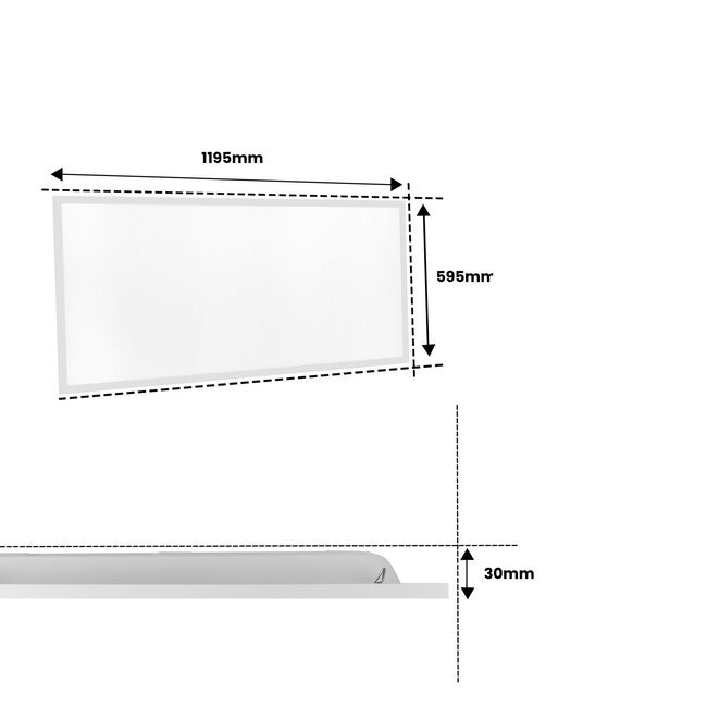 LED Paneel - 60x120 - 4000K Helder Wit - 60W  - 6000 lm - 100 lm/W - IP50 - UGR <22 - Flikkervrij - Back-lit