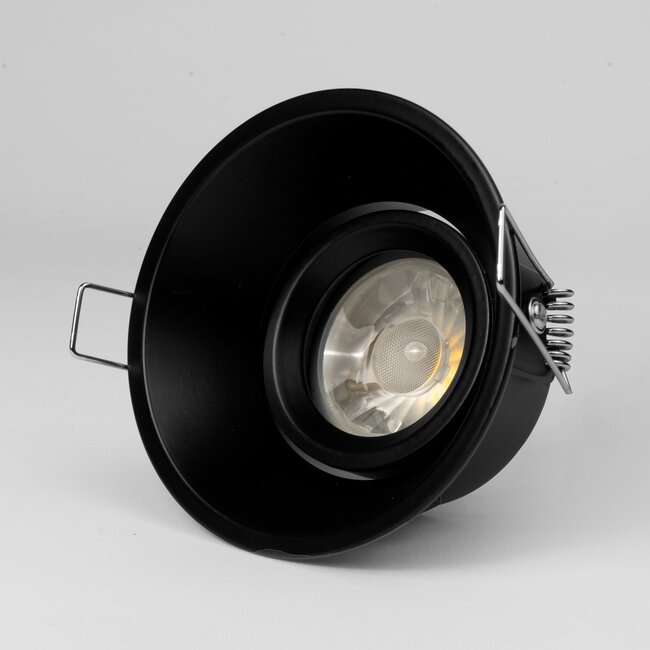 LED GU10 spot inbouw armatuur - Verdiept - Ø93mm - Zwart - Kantelbaar IP20 Rond