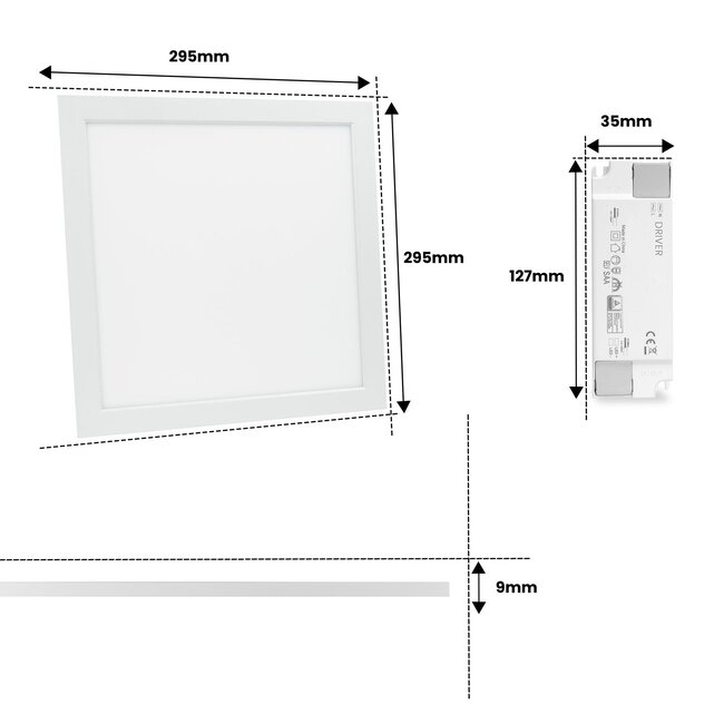 LED Paneel - 30x30 - 6000K Koud Wit - 18W - 1800 lm - 100 lm/W - UGR<22 - Flikkervrij - Edge-lit
